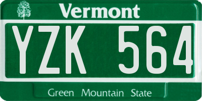 VT license plate YZK564