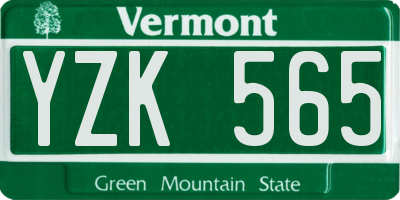 VT license plate YZK565
