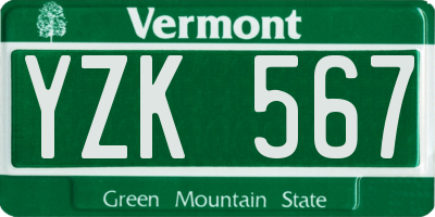 VT license plate YZK567