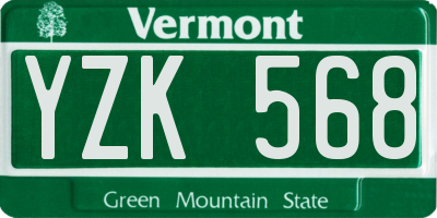 VT license plate YZK568