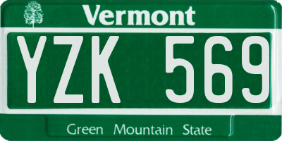 VT license plate YZK569