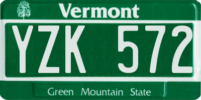 VT license plate YZK572