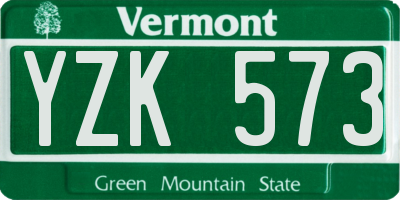 VT license plate YZK573