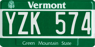VT license plate YZK574