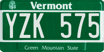 VT license plate YZK575