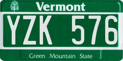 VT license plate YZK576