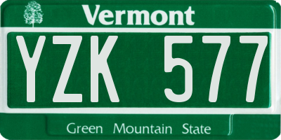 VT license plate YZK577