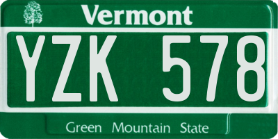 VT license plate YZK578