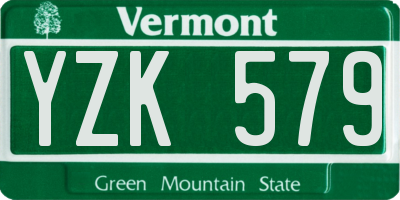 VT license plate YZK579
