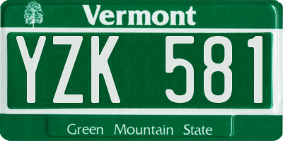 VT license plate YZK581