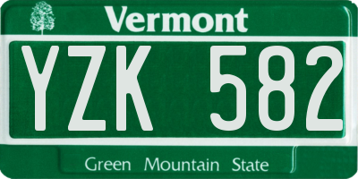 VT license plate YZK582