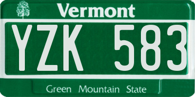 VT license plate YZK583