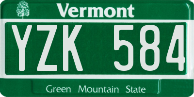 VT license plate YZK584