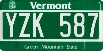 VT license plate YZK587