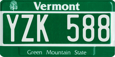 VT license plate YZK588