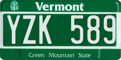 VT license plate YZK589