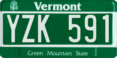 VT license plate YZK591