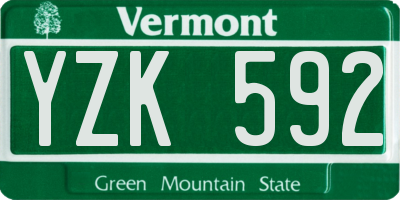 VT license plate YZK592
