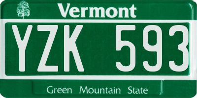VT license plate YZK593