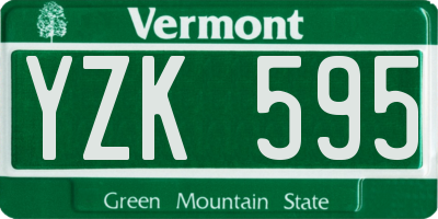 VT license plate YZK595