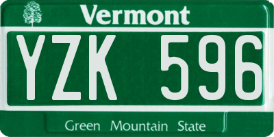 VT license plate YZK596