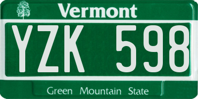 VT license plate YZK598