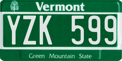 VT license plate YZK599