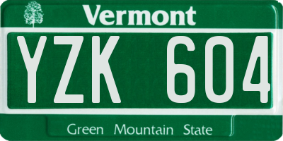 VT license plate YZK604