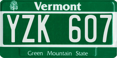 VT license plate YZK607