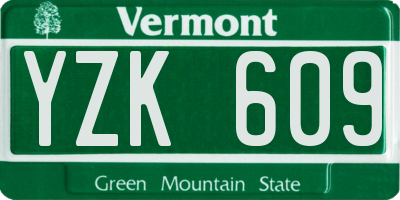 VT license plate YZK609
