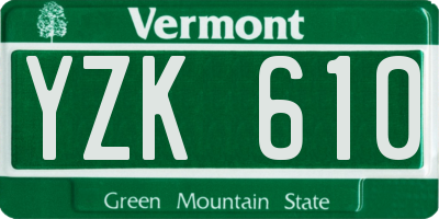 VT license plate YZK610