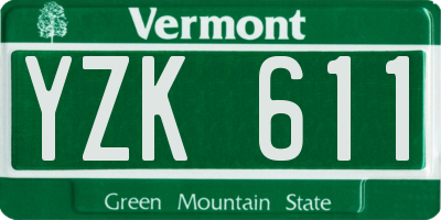 VT license plate YZK611