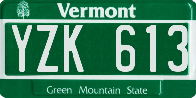 VT license plate YZK613