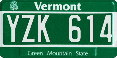 VT license plate YZK614