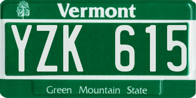 VT license plate YZK615