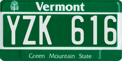 VT license plate YZK616
