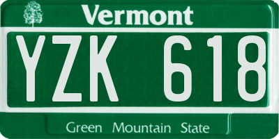 VT license plate YZK618