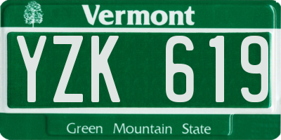VT license plate YZK619
