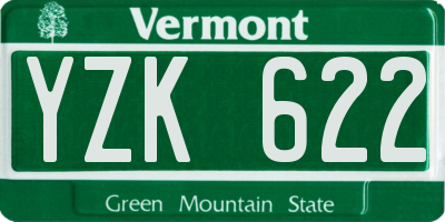 VT license plate YZK622