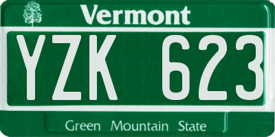 VT license plate YZK623