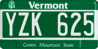 VT license plate YZK625