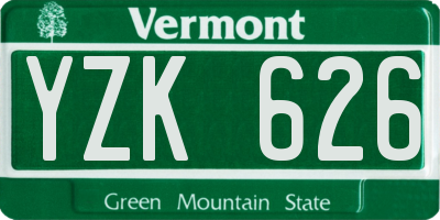 VT license plate YZK626