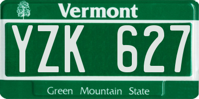 VT license plate YZK627