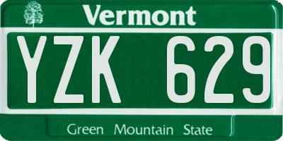 VT license plate YZK629