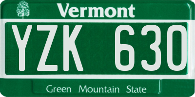 VT license plate YZK630