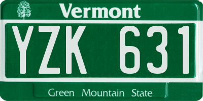 VT license plate YZK631