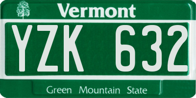 VT license plate YZK632