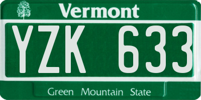 VT license plate YZK633