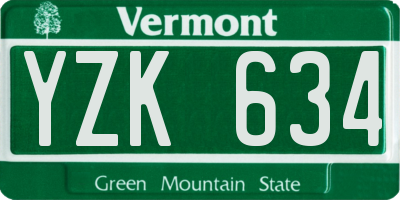 VT license plate YZK634