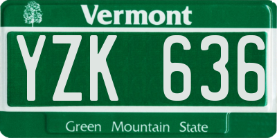 VT license plate YZK636